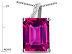 Original Star K Large 10x8 Octagon Emerald Cut Simulated Pink Tourmaline Pendant Necklace
