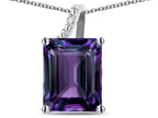 Original Star K Large 10x8 Octagon Emerald Cut Simulated Alexandrite Pendant Necklace