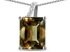 Original Star K Large 10x8 Octagon Emerald Cut Genuine Smoky Quartz Pendant Necklace