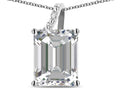 Original Star K Large 10x8 Octagon Emerald Cut Genuine White Topaz Pendant Necklace
