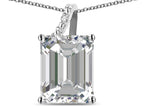 Original Star K Large 10x8 Octagon Emerald Cut Genuine White Topaz Pendant Necklace