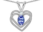Star K Oval 5x3mm Genuine Tanzanite Knotted Double Heart Pendant Necklace