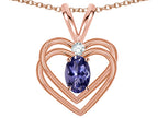 Star K Oval 5x3mm Genuine Iolite Knotted Double Heart Pendant Necklace