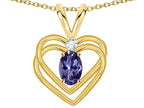 Star K Oval 5x3mm Genuine Iolite Knotted Double Heart Pendant Necklace