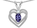 Star K Oval 5x3mm Genuine Iolite Knotted Double Heart Pendant Necklace