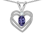 Star K Oval 5x3mm Genuine Iolite Knotted Double Heart Pendant Necklace