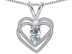 Star K Oval 5x3mm Genuine White Topaz Knotted Double Heart Pendant Necklace