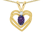 Star K Oval 5x3mm Simulated Alexandrite Knotted Double Heart Pendant Necklace