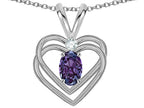 Star K Oval 5x3mm Simulated Alexandrite Knotted Double Heart Pendant Necklace