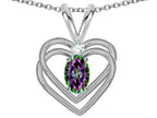 Star K Oval 5x3mm Rainbow Mystic Topaz Knotted Double Heart Pendant Necklace