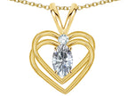 Star K Oval 5x3mm Genuine White Topaz Knotted Double Heart Pendant Necklace