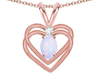 Star K Oval 5x3mm Genuine Opal Knotted Double Heart Pendant Necklace