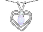 Star K Oval 5x3mm Genuine Opal Knotted Double Heart Pendant Necklace
