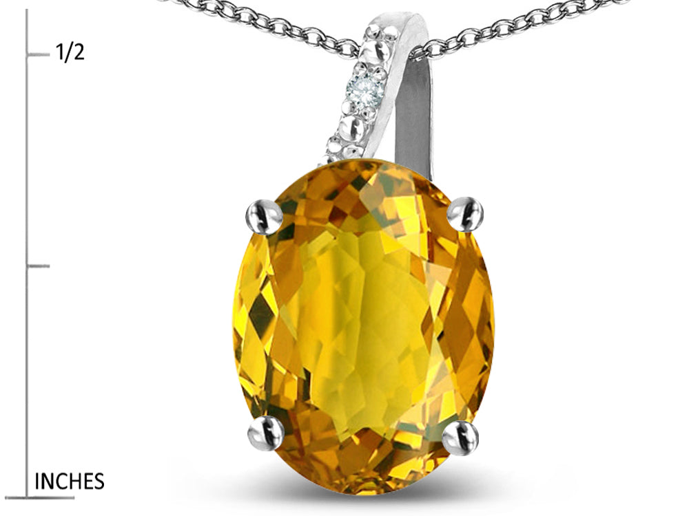 Star K 14k Gold Oval 9x7 Genuine Citrine Journey Pendant Necklace