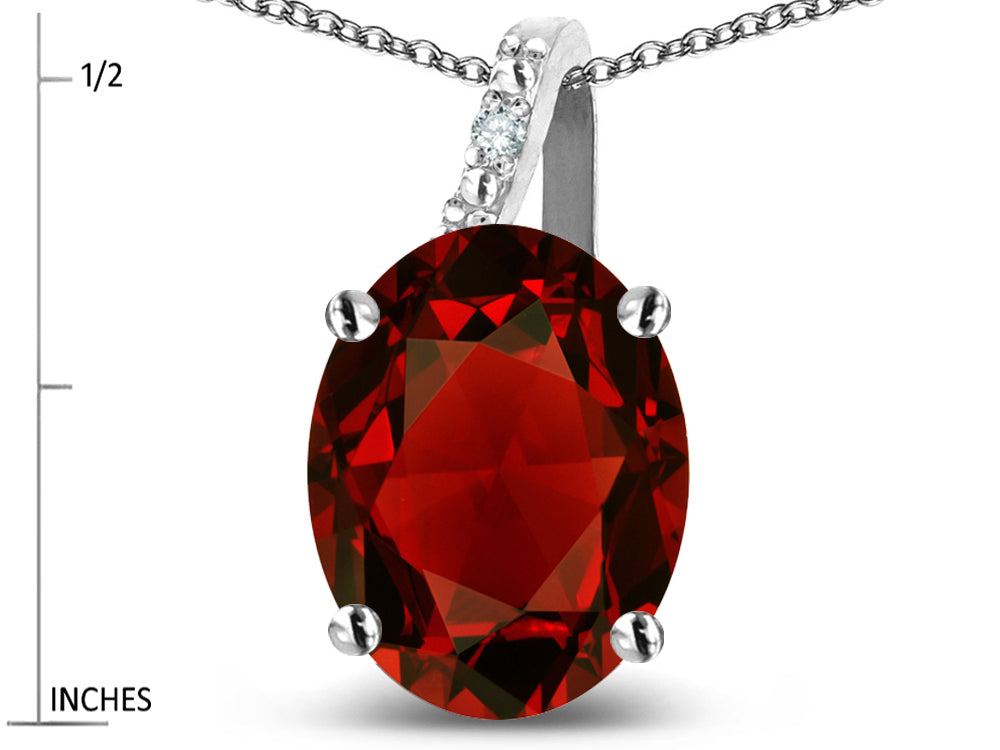 Star K 14k Gold Oval 9x7 Genuine Garnet Journey Pendant Necklace
