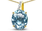 Star K 14k Gold Oval 9x7 Genuine Sky Blue Topaz Journey Pendant Necklace