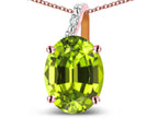 Star K 14k Gold Oval 9x7 Genuine Peridot Journey Pendant Necklace