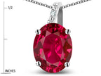 Star K 14k Gold Oval 9x7 Created Ruby Journey Pendant Necklace