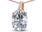 Star K  Oval 9x7 Genuine White Topaz Journey Pendant Necklace