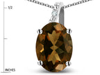 Star K 14k Gold Oval 9x7 Genuine Smoky Quartz Journey Pendant Necklace