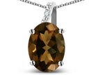 Star K 14k Gold Oval 9x7 Genuine Smoky Quartz Journey Pendant Necklace