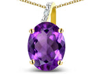 Star K 10k Gold Oval 9x7 Genuine Amethyst Journey Pendant Necklace