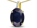 Star K  Oval 9x7 Genuine Dark Sapphire Journey Pendant Necklace