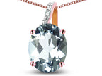 Star K  Oval 9x7 Genuine Aquamarine Journey Pendant Necklace