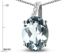 Star K  Oval 9x7 Genuine Aquamarine Journey Pendant Necklace