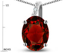 Star K 10k Gold Oval 9x7 Genuine Garnet Journey Pendant Necklace