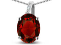 Star K 10k Gold Oval 9x7 Genuine Garnet Journey Pendant Necklace