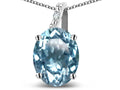 Star K 10k Gold Oval 9x7 Genuine Sky Blue Topaz Journey Pendant Necklace