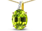 Star K 10k Gold Oval 9x7 Genuine Peridot Journey Pendant Necklace