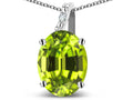 Star K 10k Gold Oval 9x7 Genuine Peridot Journey Pendant Necklace