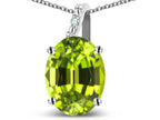 Star K 10k Gold Oval 9x7 Genuine Peridot Journey Pendant Necklace