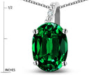 Star K  Oval 9x7 Simulated Emerald Journey Pendant Necklace