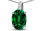 Star K  Oval 9x7 Simulated Emerald Journey Pendant Necklace