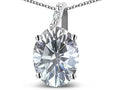 Star K  Oval 9x7 Genuine White Topaz Journey Pendant Necklace