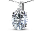 Star K  Oval 9x7 Genuine White Topaz Journey Pendant Necklace