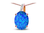 Star K Oval 8x6 Blue Created Opal Journey Pendant Necklace