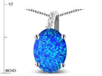Star K Oval 8x6 Blue Created Opal Journey Pendant Necklace