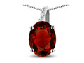 Star K Oval 8x6 Genuine Garnet Journey Pendant Necklace