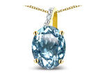 Star K Oval 8x6 Genuine Sky Blue Topaz Journey Pendant Necklace