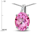 Star K Oval 8x6 Created Pink Sapphire Journey Pendant Necklace