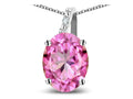 Star K Oval 8x6 Created Pink Sapphire Journey Pendant Necklace