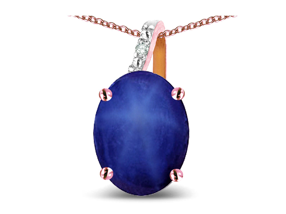 Star K Oval 8x6 Created Star Sapphire Journey Pendant Necklace