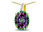 Star K Oval 8x6 Rainbow Mystic Topaz Journey Pendant Necklace