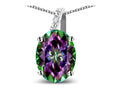 Star K Oval 8x6 Rainbow Mystic Topaz Journey Pendant Necklace