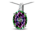 Star K Oval 8x6 Rainbow Mystic Topaz Journey Pendant Necklace