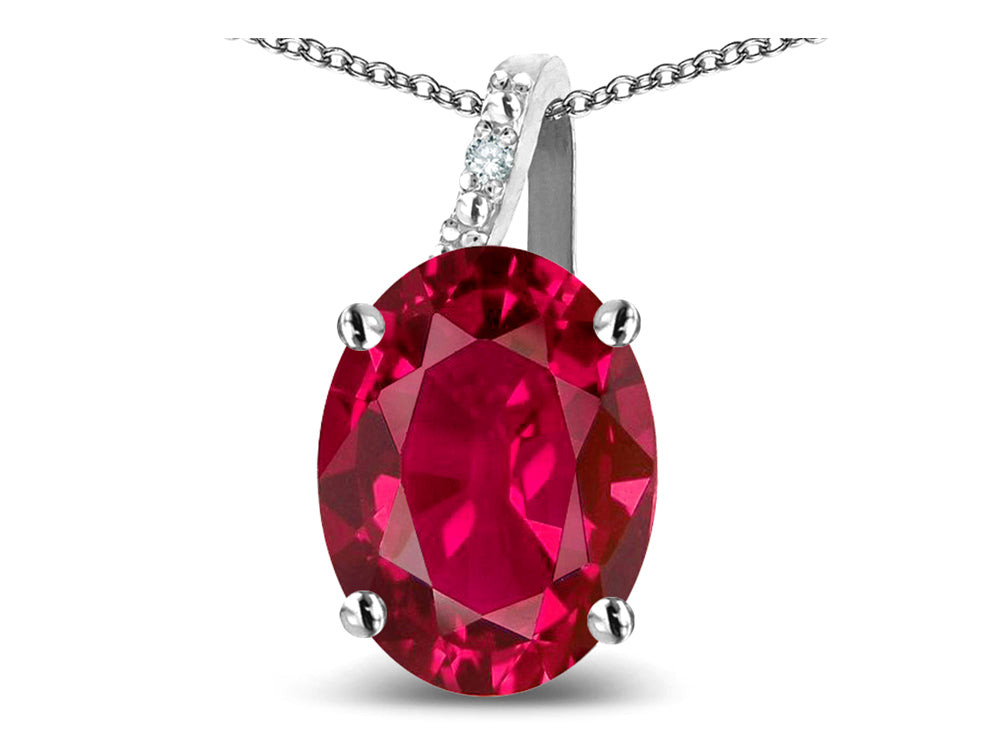 Star K Oval 8x6 Created Ruby Journey Pendant Necklace